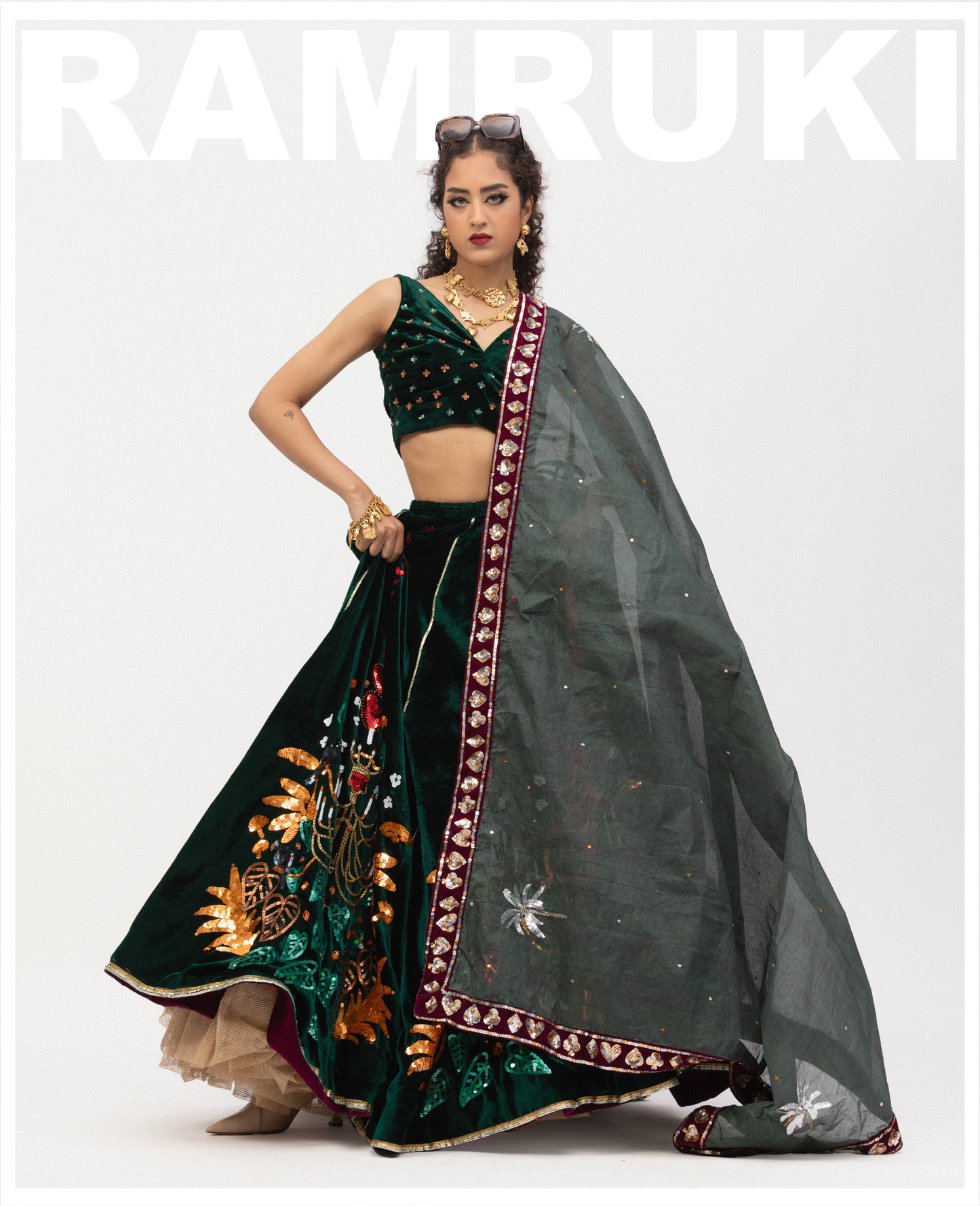 Chandelier and Crow Lehenga