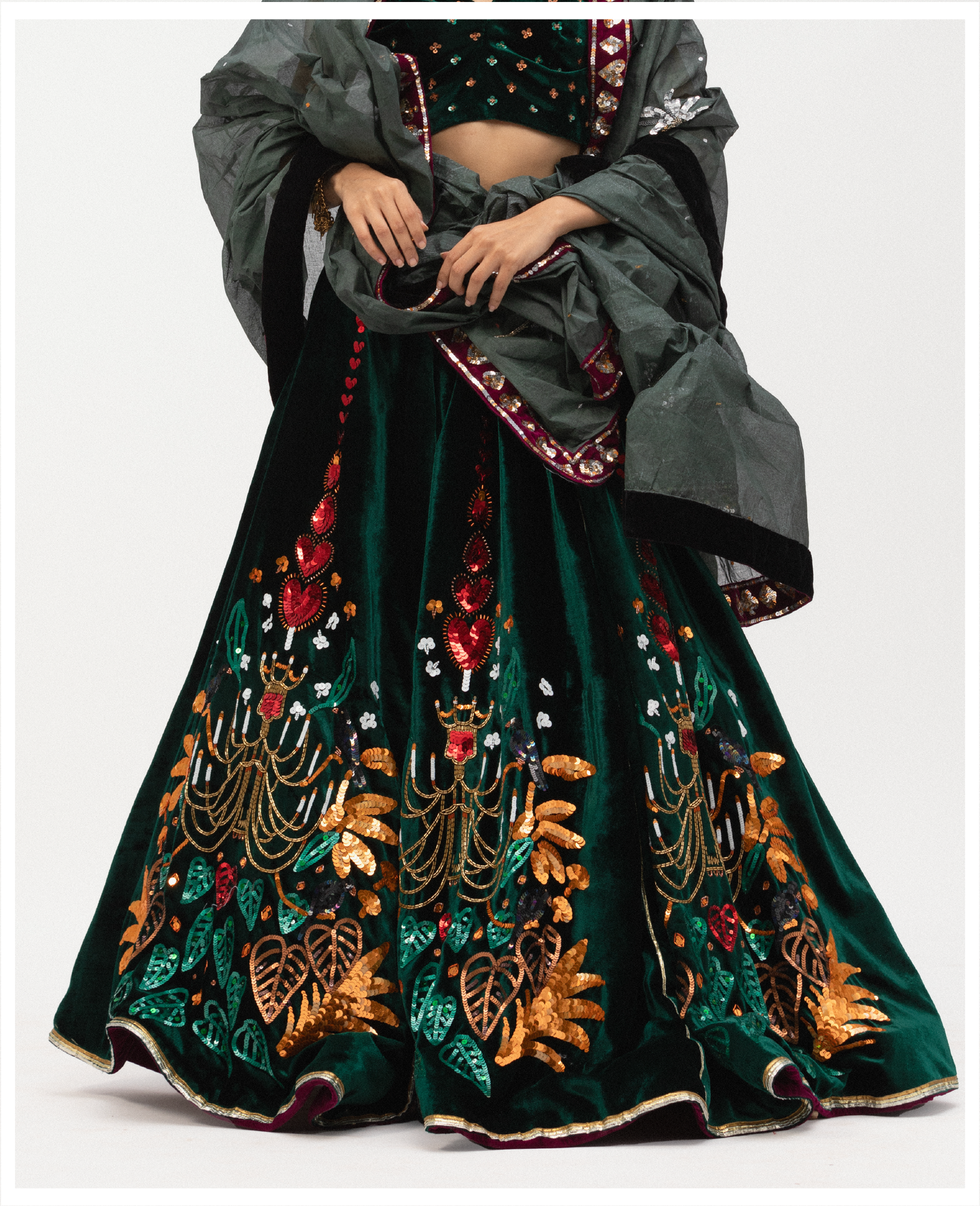 Chandelier and Crow Lehenga