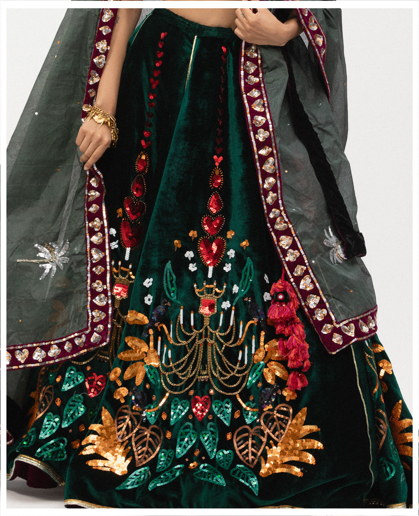 Chandelier and Crow Lehenga