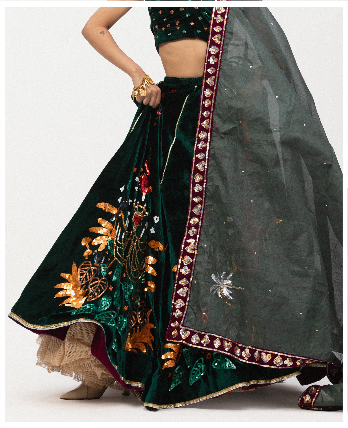 Chandelier and Crow Lehenga