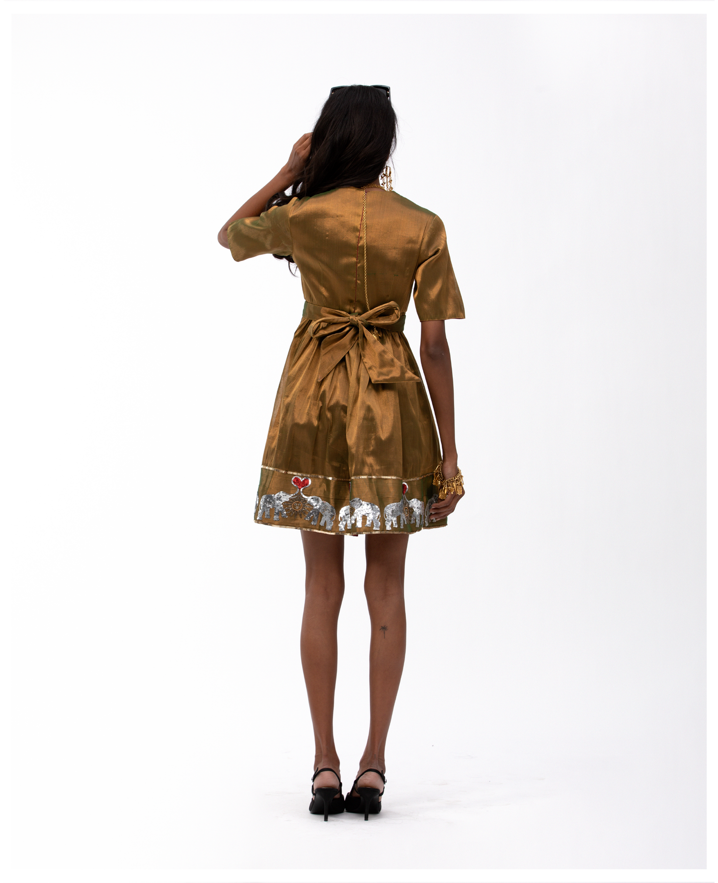 Elephants Showering in the Golden Sun Dress