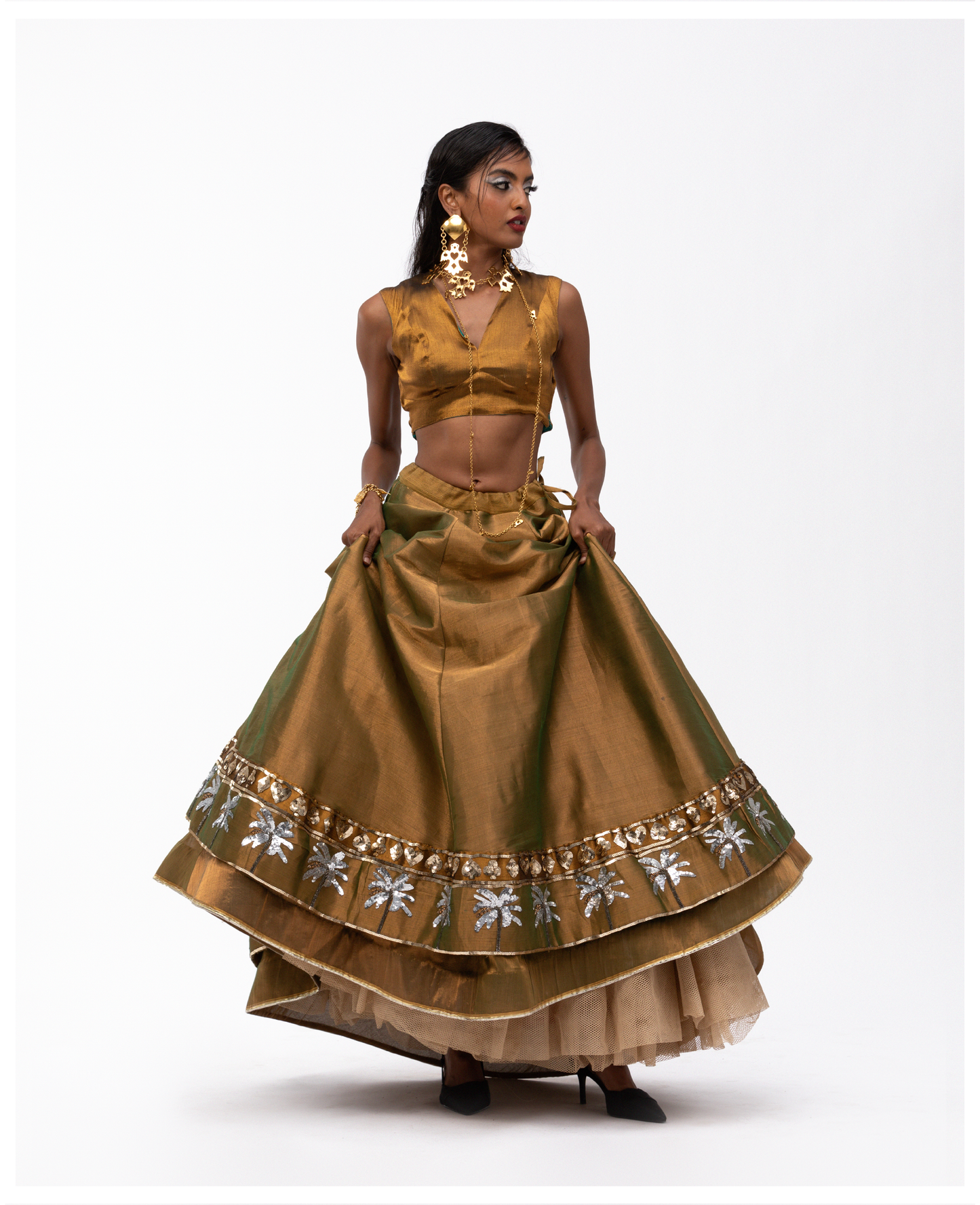 Golden Lehenga with Radha Blouse