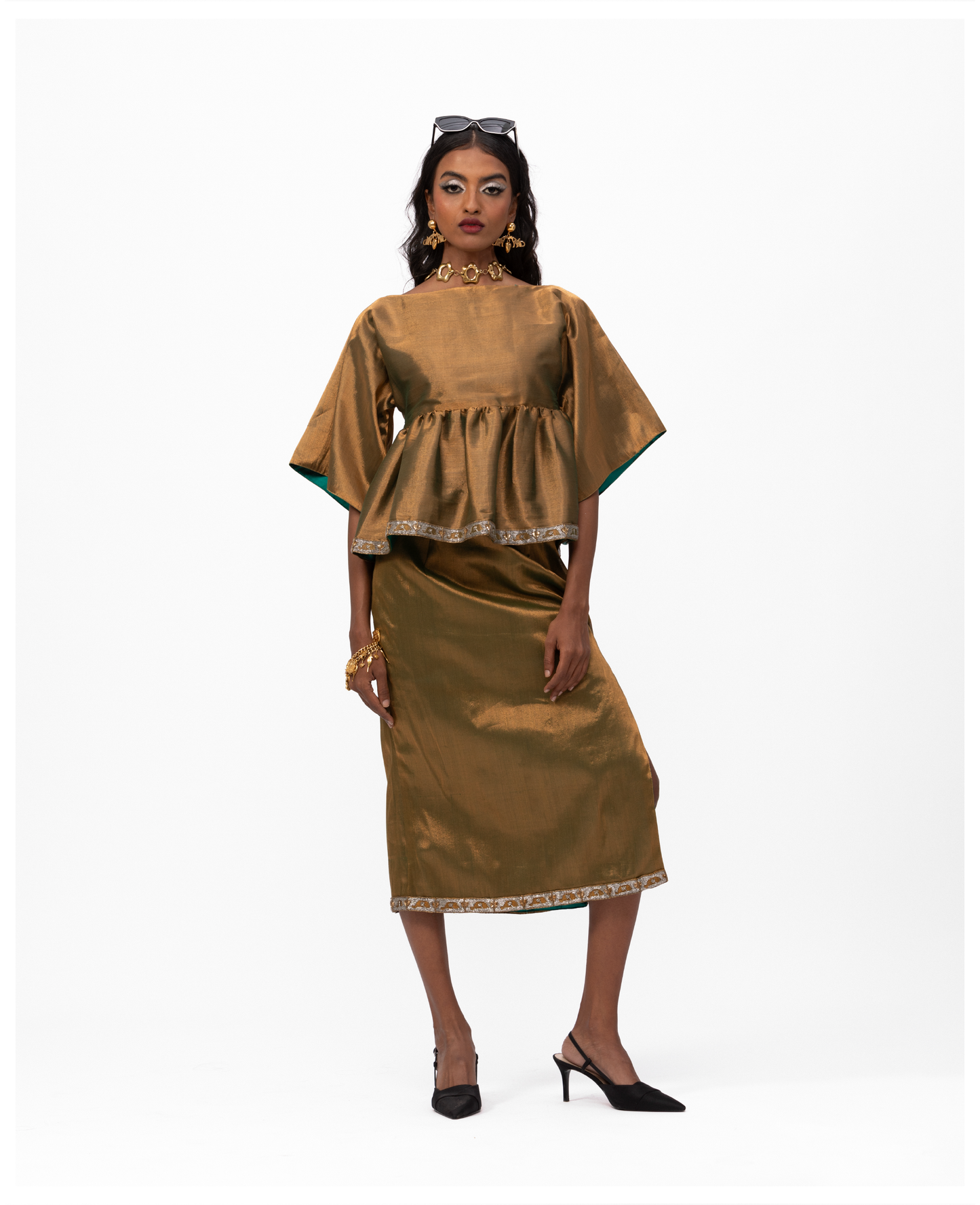 Ramruki Elephant Golden Skirt and Golden Elephant Top Set