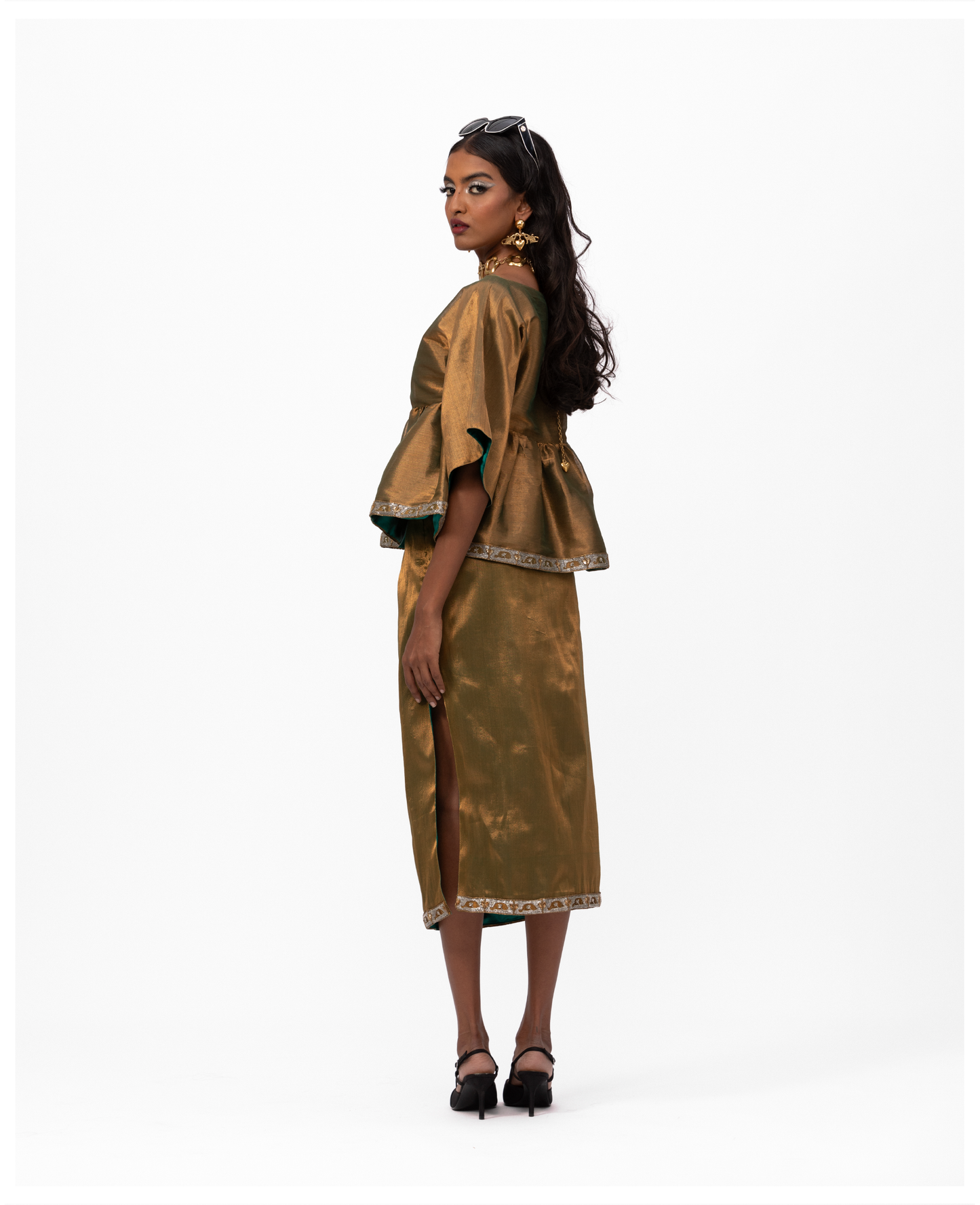 Ramruki Elephant Golden Skirt and Golden Elephant Top Set