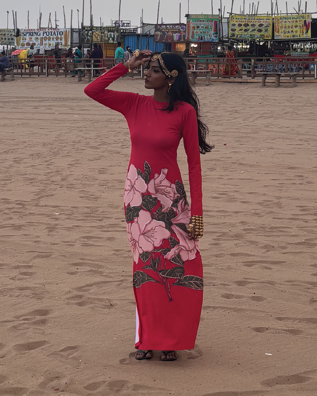 The Deepavali Red – Mookuthi Flower Dress