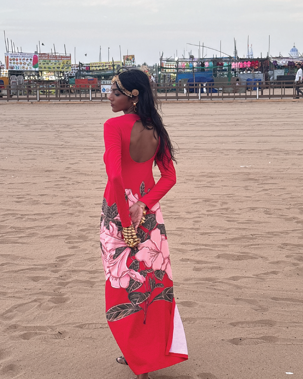 The Deepavali Red – Mookuthi Flower Dress