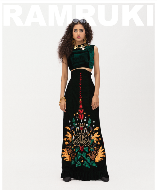 Chandelier and Crow Top & Skirt Set