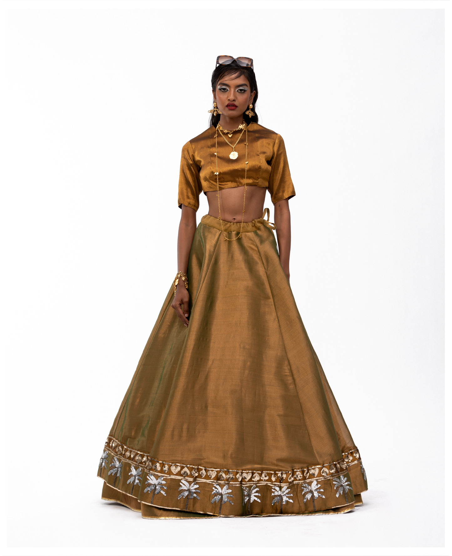 Golden Lehenga with Ravi Blouse Set