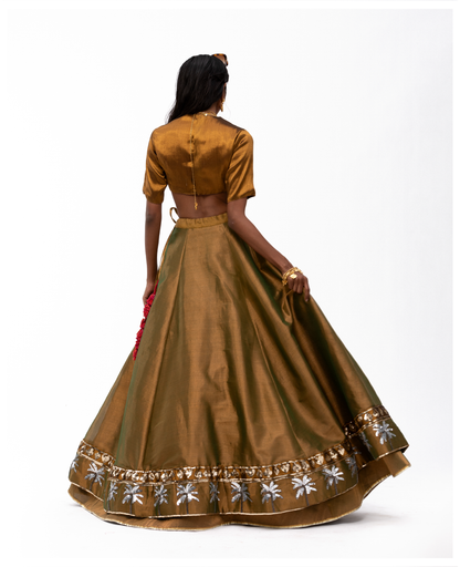 Golden Lehenga with Ravi Blouse Set