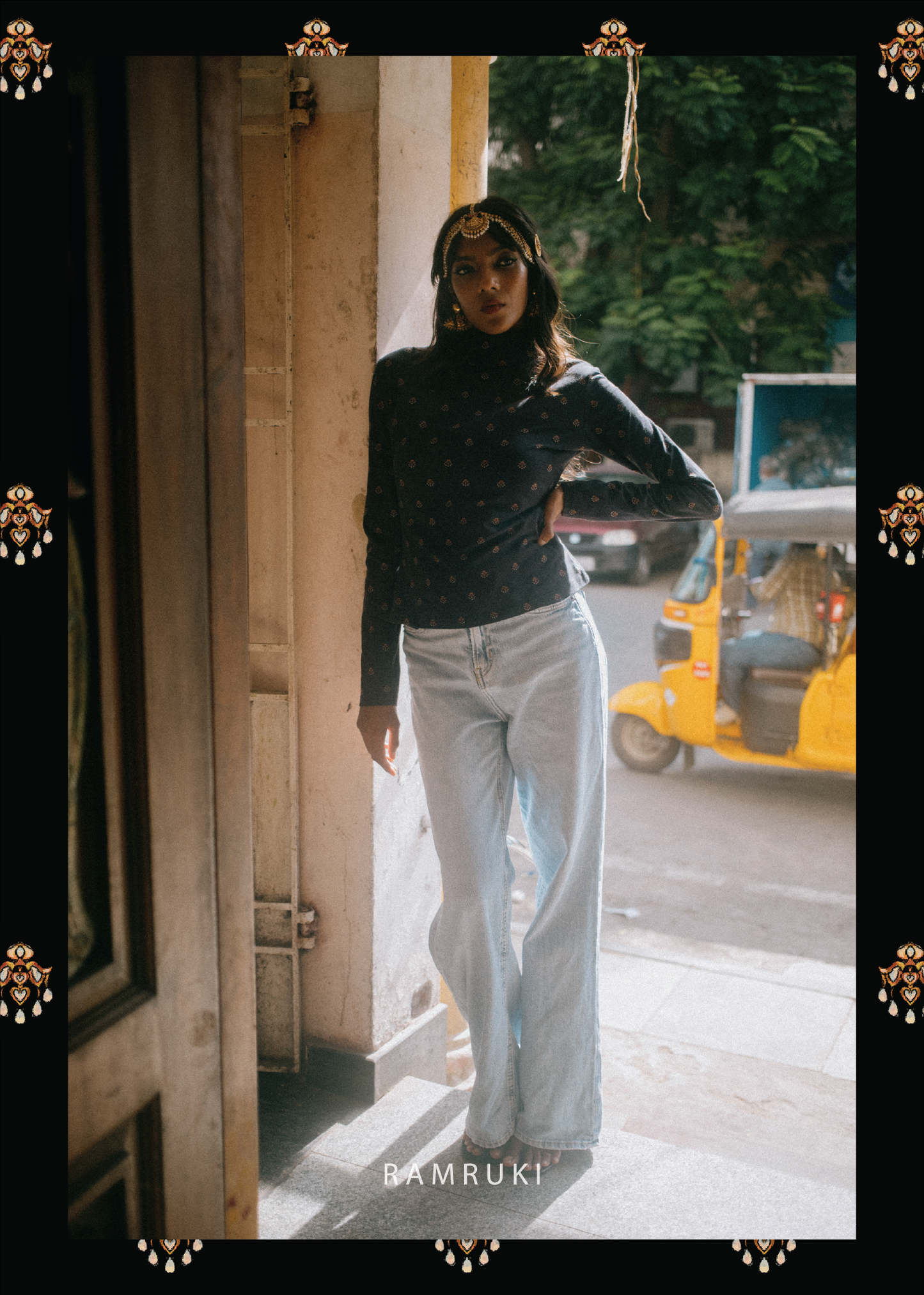 Black Full Mookuthi Top