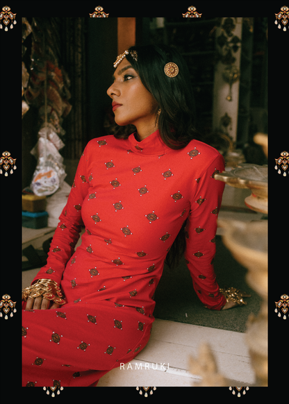 Red Mookuthi Dress