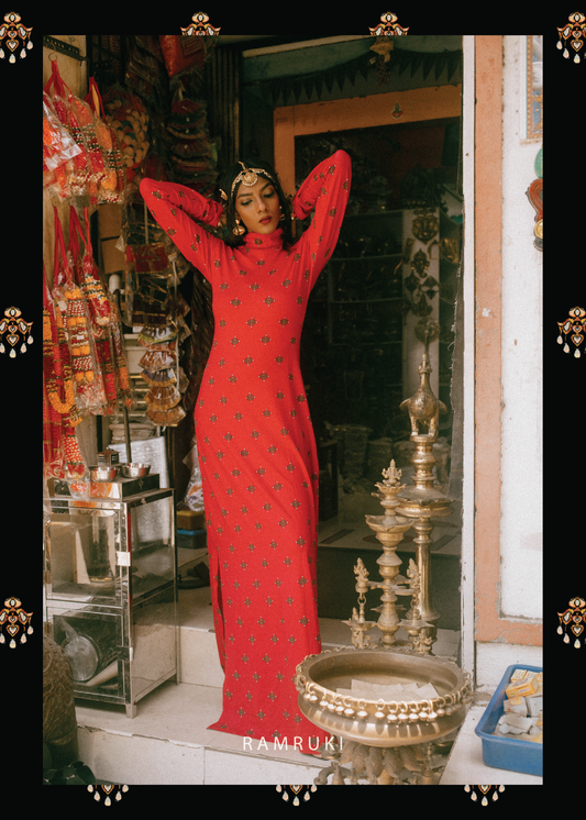 Red Mookuthi Dress