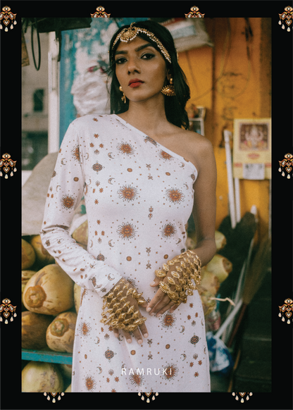 Suriyan Chandiran Mookuthi One Side Shoulder Long Dress