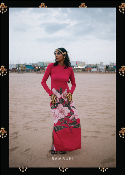 The Deepavali Red – Mookuthi Flower Dress