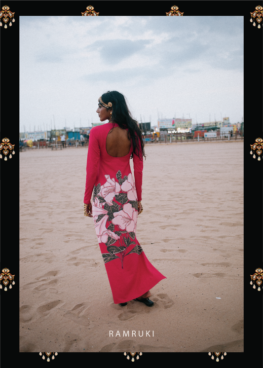 The Deepavali Red – Mookuthi Flower Dress